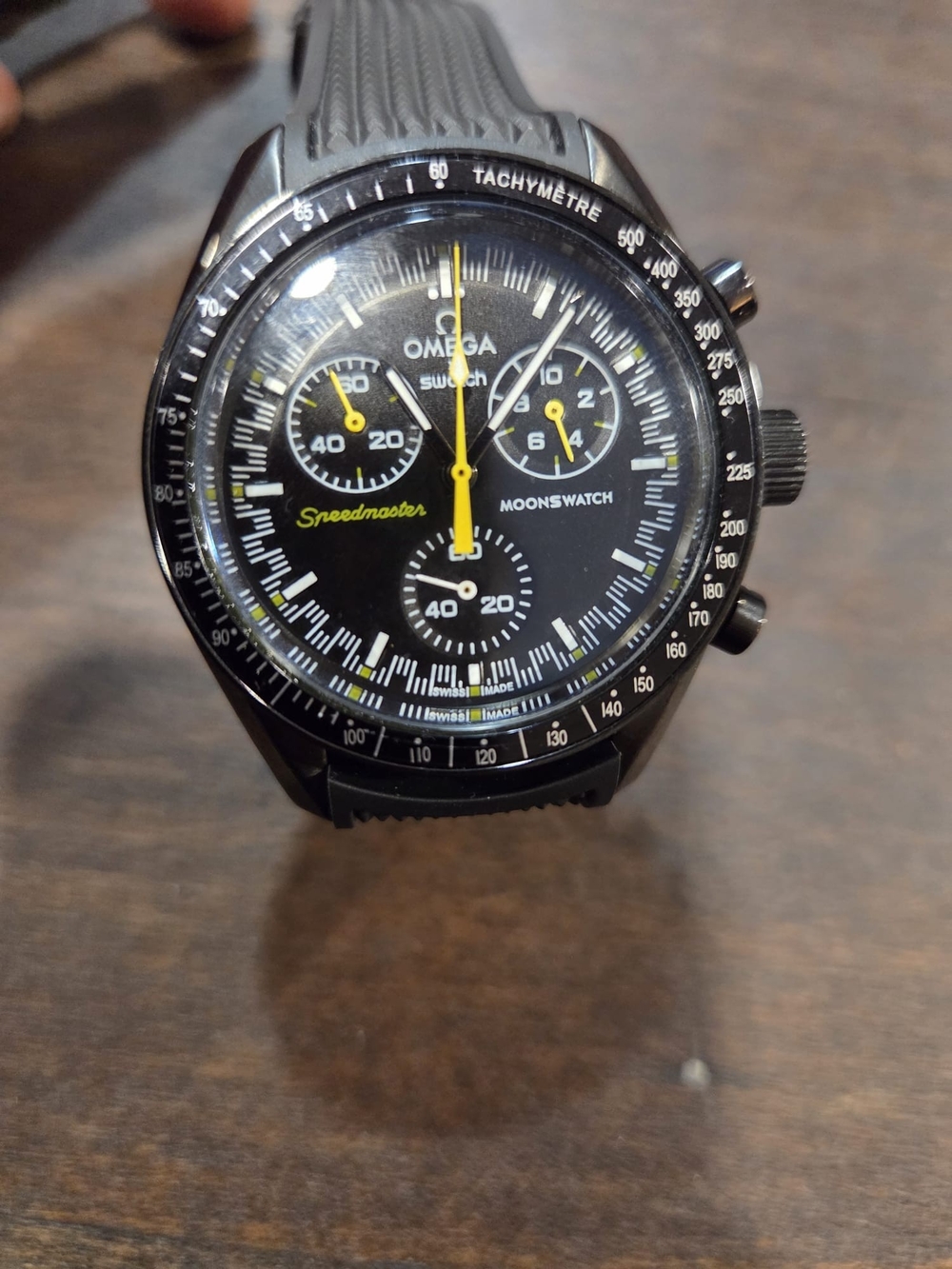 Omega Speedmaster MoonSwatch Chronograph - Black with Yellow Accents